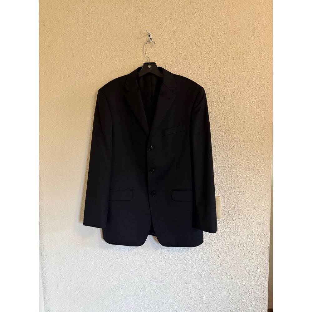 Jones New York Mens 39R Black 100% Wool 3 Button Blazer Sport Coat Jacket